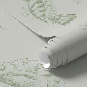 Tapet Toile cu păsări: schițe de păsări pe fundal gri-verde, Tapet animale, Tapet păsări, a00656v1 : Uwalls.ro