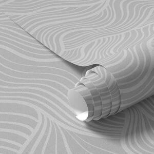 Tapet Ornament ondulat: linii deschise pe fundal gri, Tapet abstract, a00681v2 : Uwalls.ro