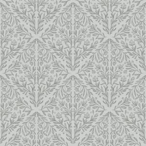 Tapet Damasc botanic în culoare gri deschis cu contururi delicate, Tapet flori, a00815v2 : Uwalls.ro