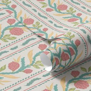 Tapet Dungi cu muguri de coral pe fond crem deschis, Tapet flori, a00816v1 : Uwalls.ro