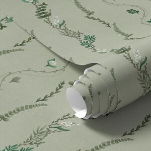 Tapet Viță de vie verticală și crenguțe pe fond verde discret, Tapet flori, a00817v1 : Uwalls.ro