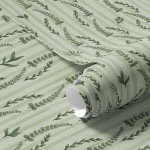 Tapet Iarbă verde densă și lăstari de mentă cu dungi, Tapet flori, a00819 : Uwalls.ro