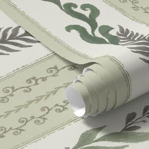 Tapet Dungi cu ramuri în nuanțe de verde și gri, contrast delicat, Tapet flori, a00824 : Uwalls.ro