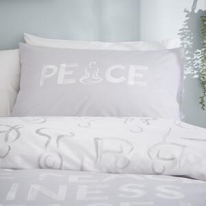 Lenjerie albă/gri pentru pat de o persoană 135x200 cm Peace and Yoga - Catherine Lansfield