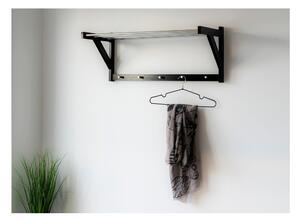 Cuier de perete negru din lemn de plop cu raft Padova - House Nordic