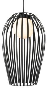 Lampă suspendată de design neagră cu opal IP44 - Angela