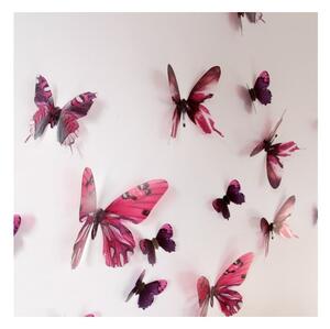 Set 18 autocolante cu efect 3D Ambiance Butterflies, roz