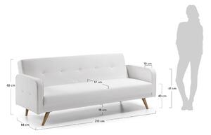 Canapea extensibilă cu husă din imitație de piele Kave Home Regor, alb