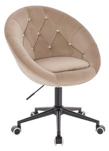 HR8516CK Scaun Latte din Catifea cu Bază Neagră