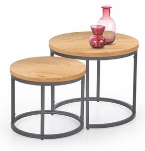 Set 2 masute cafea OREO, stejar auriu/negru