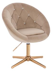 HR8516CCROSS Scaun Latte din Catifea cu Bază Aurie