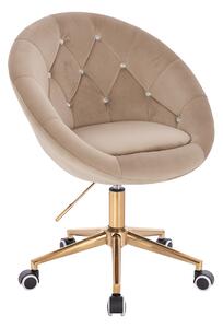 HR8516CK Scaun Latte din Catifea cu Bază Aurie