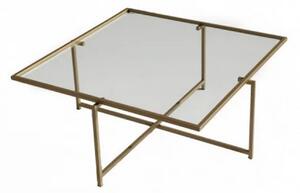 Masuta cafea Sun S411, auriu, sticla/metal, 85x85x35 cm