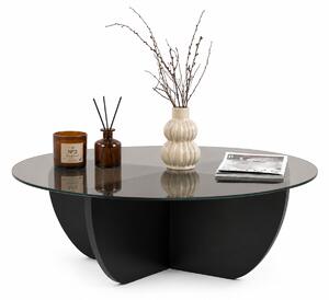 Masuta cafea LIYA, negru/transparent, sticla/PAL, 90x90x30 cm