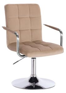 HR1015NP scaun Catifea Latte cu Bază Cromata