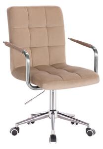 HR1015KP scaun Catifea Latte cu Bază Cromata