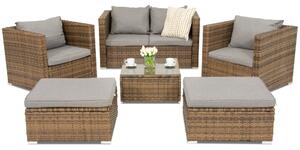 Mobilier de grădină din technorattan Roma Coffee 4 + 2 pufuri Garden Point maro