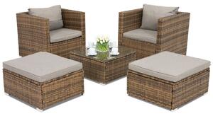 Mobilier de grădină din technorattan Roma Terrace + 2 pufuri Garden Point maro