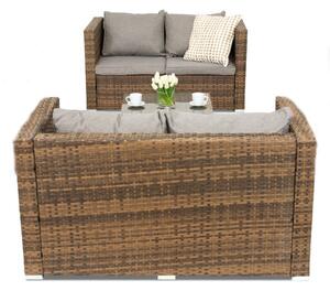 Mobilier terasă Roma Coffee cu masuta pentru 4 persoane Garden Point maro