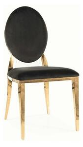 Scaun KING, negru/auriu, stofa catifelata/metal, 47x43x95 cm