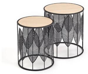 Set 2 masute cafea FOLLA, stejar/negru