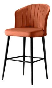 Set 2 scaune bar RUBI, rosu/negru, stofa catifelata/metal, 52x42x97 cm