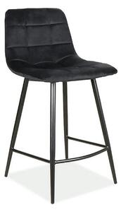 Scaun bar MILA H-2, negru, stofa catifelata/metal, 43x38x87 cm