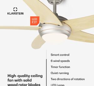 Klarstein Bolero 2 în 1, ventilator de tavan, Ø 132 cm, lumină 55 W, telecomandă, control prin aplicație, funcționare în două direcții