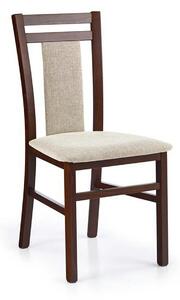 Scaun tapitat HUBERT 8, bej/nuc, stofa clasica/lemn, 45x51x90 cm