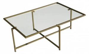 Masuta cafea Sun S410, auriu, sticla/metal, 94x64x35 cm