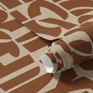 Tapet Forme geometrice din teracotă pe pânză de in, Tapet abstract, a00774 : Uwalls.ro