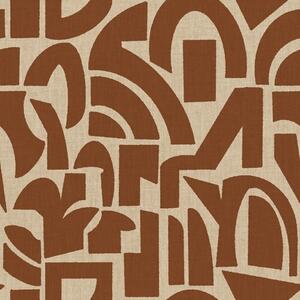 Tapet Forme geometrice din teracotă pe pânză de in, Tapet abstract, a00774 : Uwalls.ro