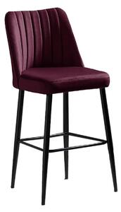 Set 2 scaune bar VENTO, rosu/negru, stofa catifelata/metal, 49x45x99 c