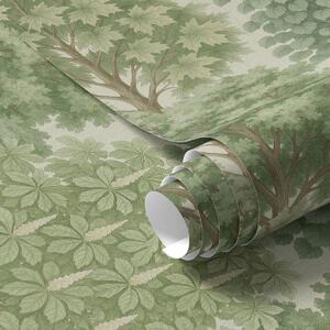 Tapet Grădină cu copaci în nuanțe delicate de verde pe un fundal deschis, Tapet flori, a00775 : Uwalls.ro