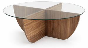 Masuta cafea Lily, transparent/nuc, sticla/PAL melaminat, 90x90x30 cm