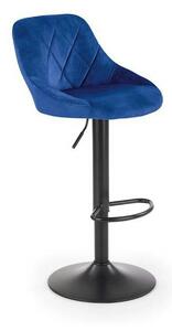 Scaun bar H101, albastru/negru, stofa catifelata/metal, 47x45x84/106 c