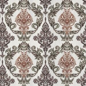 Tapet Damasc cu accente maro-cupru pe fond deschis, Tapet stil oriental, a00828v4 : Uwalls.ro