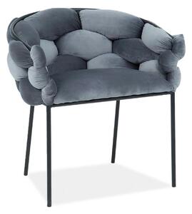 Scaun NORTE, gri/negru, stofa catifelata/metal, 76x40x75 cm