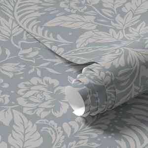 Tapet Model floral monocromatic pe fundal gri-albastru, Tapet flori, a00859 : Uwalls.ro