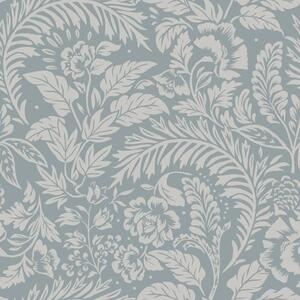Tapet Model floral monocromatic pe fundal gri-albastru, Tapet flori, a00859 : Uwalls.ro