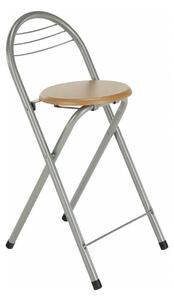 Scaun bar BOXER, stejar/aluminiu, 36x44x80 cm