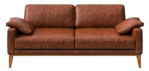 Canapea din piele MESONICA Musso, roșu - maro, 173 cm