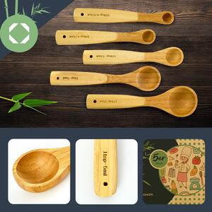 Klarstein Set de măsurare, accesorii pentru coacere și gătit, măsurare ideală, set de 5 piese, bambus