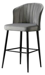 Set 2 scaune bar RUBI, gri/negru, stofa catifelata/metal, 52x42x97 cm