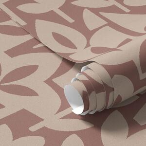 Tapet Siluete florale geometrice în teracotă și crem, Tapet flori, a00875v2 : Uwalls.ro