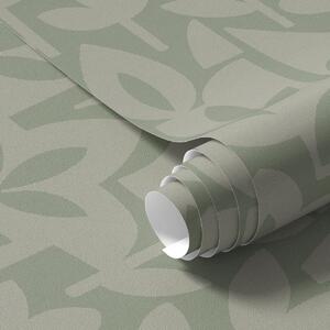 Tapet Siluete florale geometrice în nuanțe delicate de salvie, Tapet flori, a00875v1 : Uwalls.ro