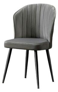 Set 2 scaune RUBI, gri inchis/negru, stofa catifelata/metal, 52x42x85