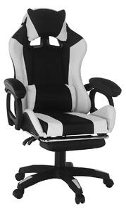 Scaun de birou JOVELA, negru/alb, piele ecologica, 65x65x114/124 cm