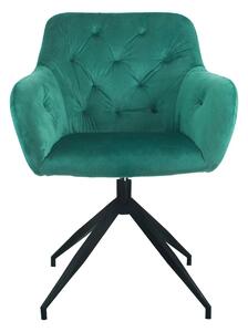 Scaun rotativ VELEZA NEW, verde/negru, stofa catifelata/metal, 66x66x8