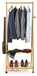 Blumfeldt Cuier, suport pentru haine, 4 roți, 2 rafturi, 60 × 162 × 42,5 cm, 100% bambus